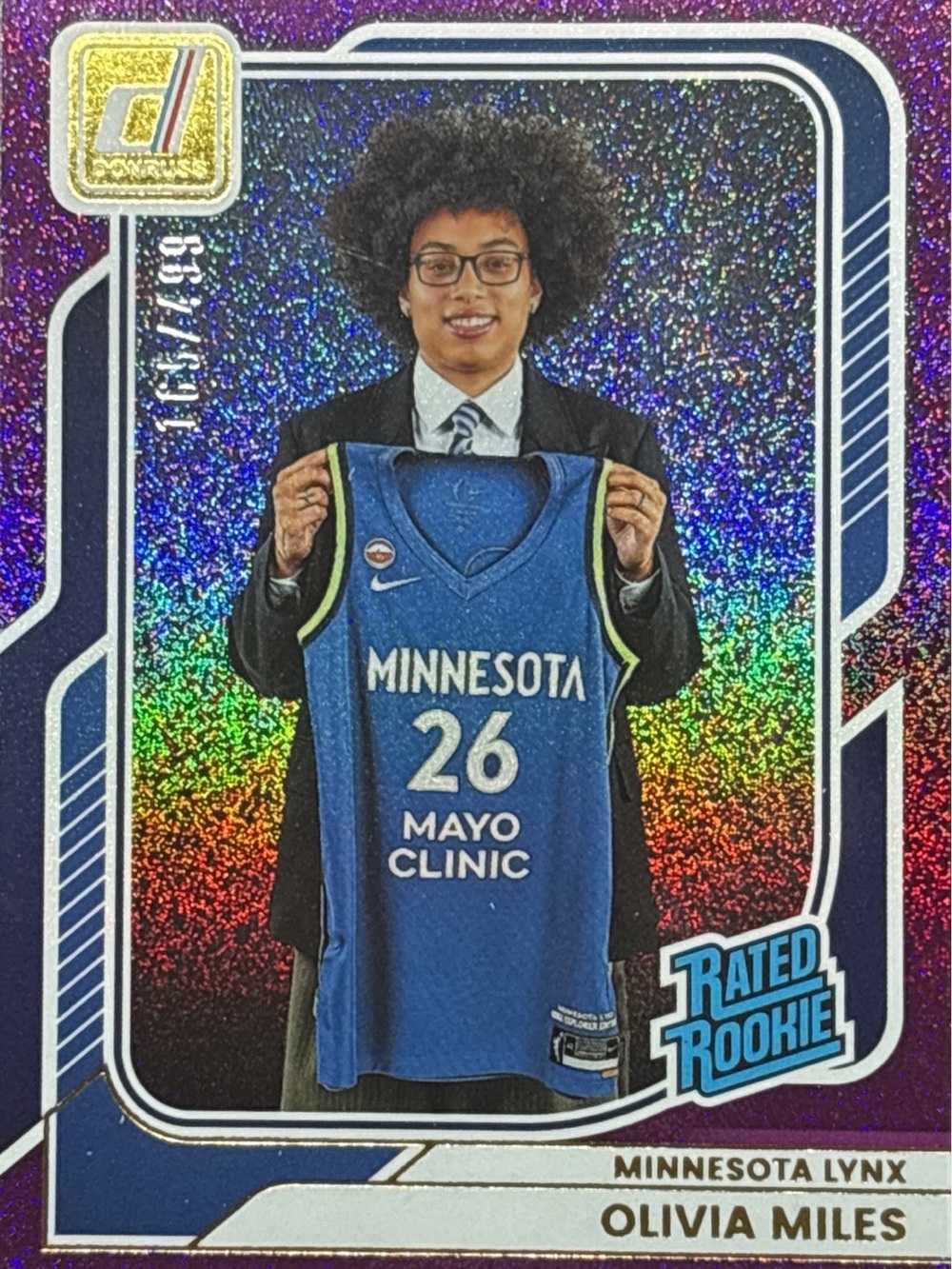 Panini Olivia Miles Lynx Purple Glitter Prizm Rated Rookie Card LE 165/499